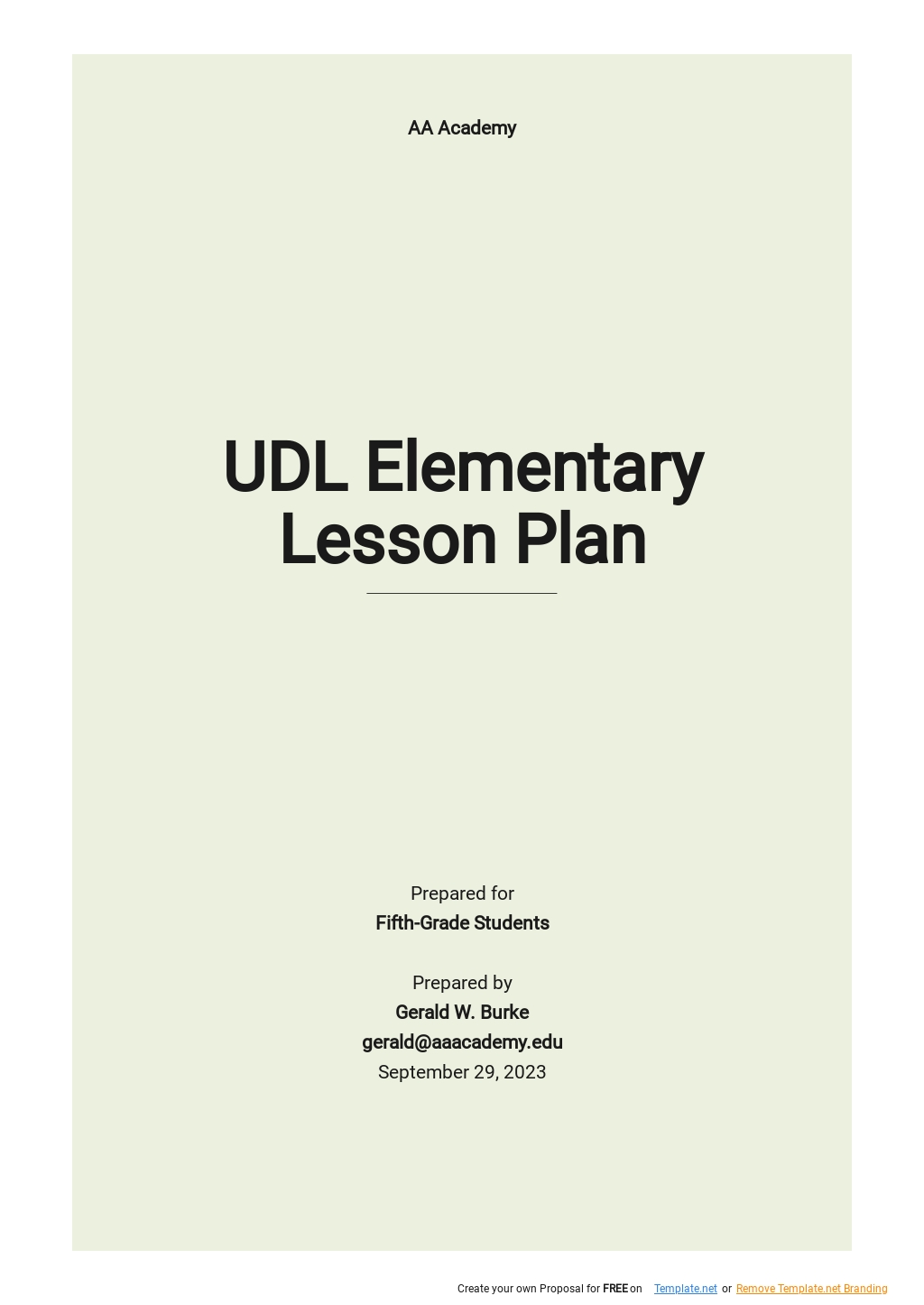 UDL Elementary Lesson Plan Template Google Docs Word Apple Pages