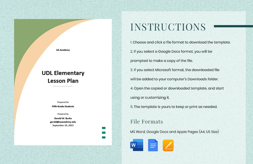 UDL Elementary Lesson Plan Template