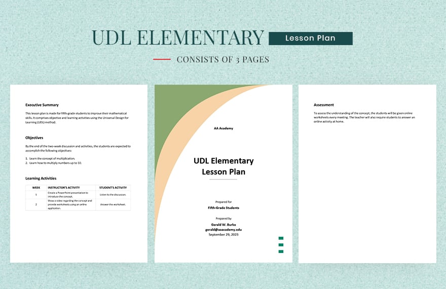 UDL Elementary Lesson Plan Template