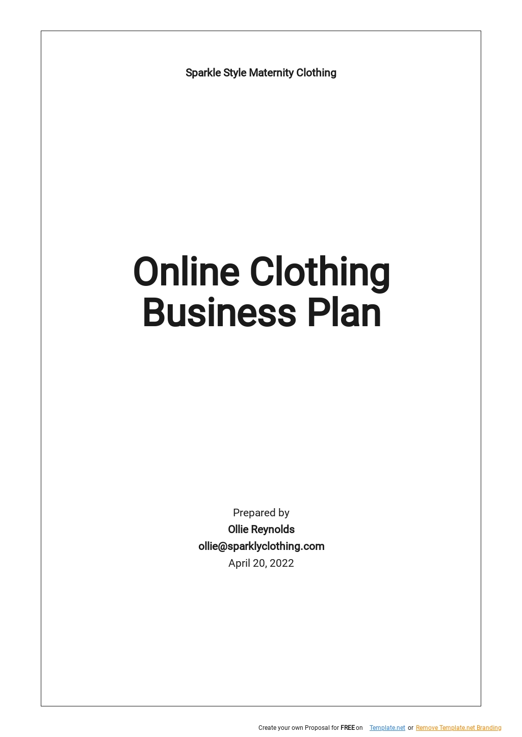 fashion business plan example pdf