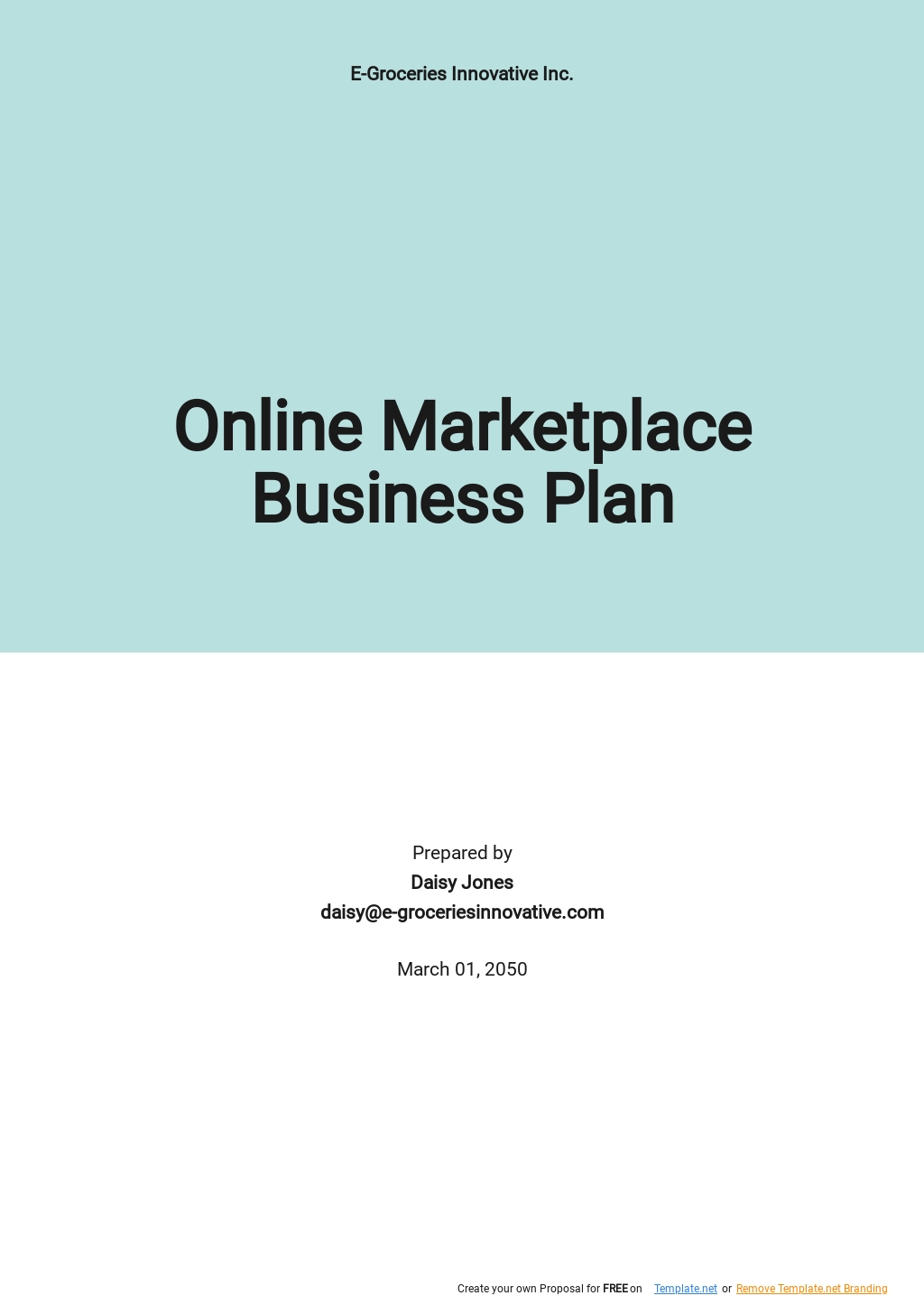 online marketplace business plan sample