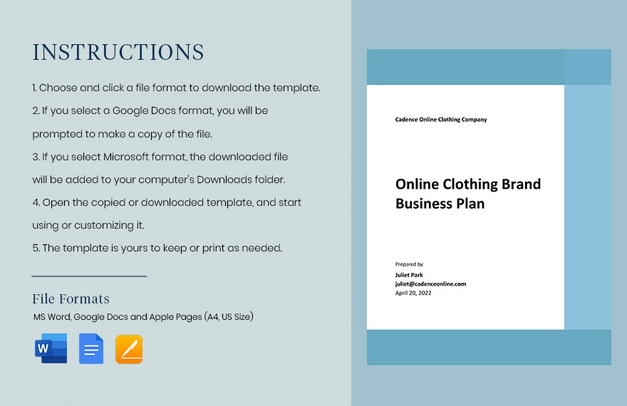 Free Online Clothing Brand Business Plan Template Download in Word