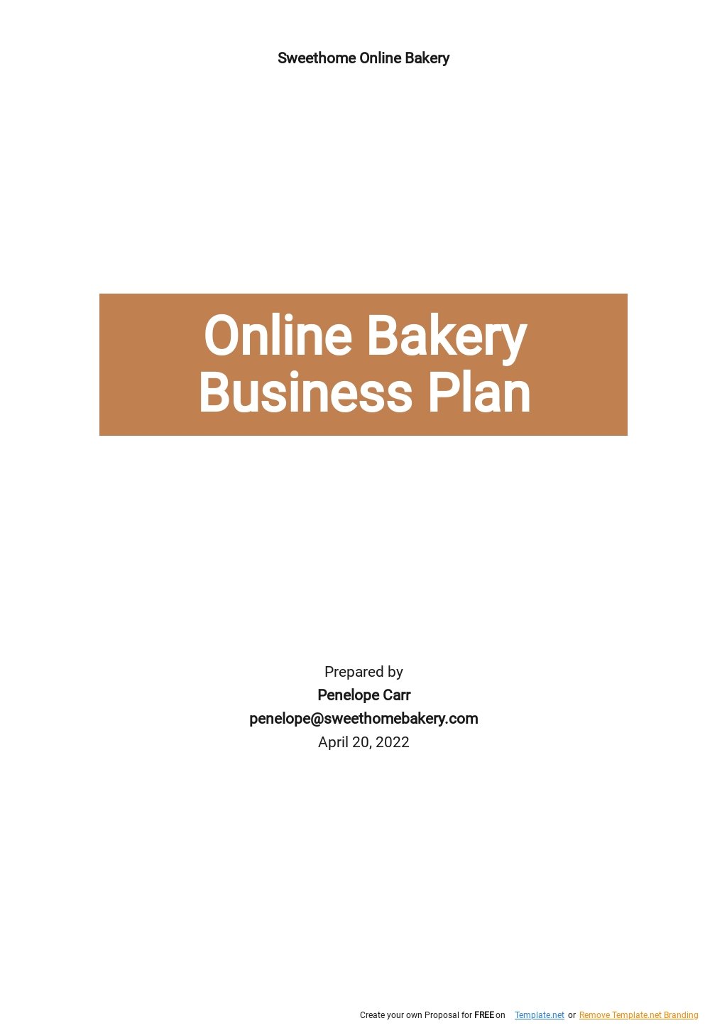 Free Online Bakery Business Plan Template