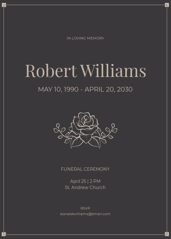 Sample Funeral Invitation Card Template