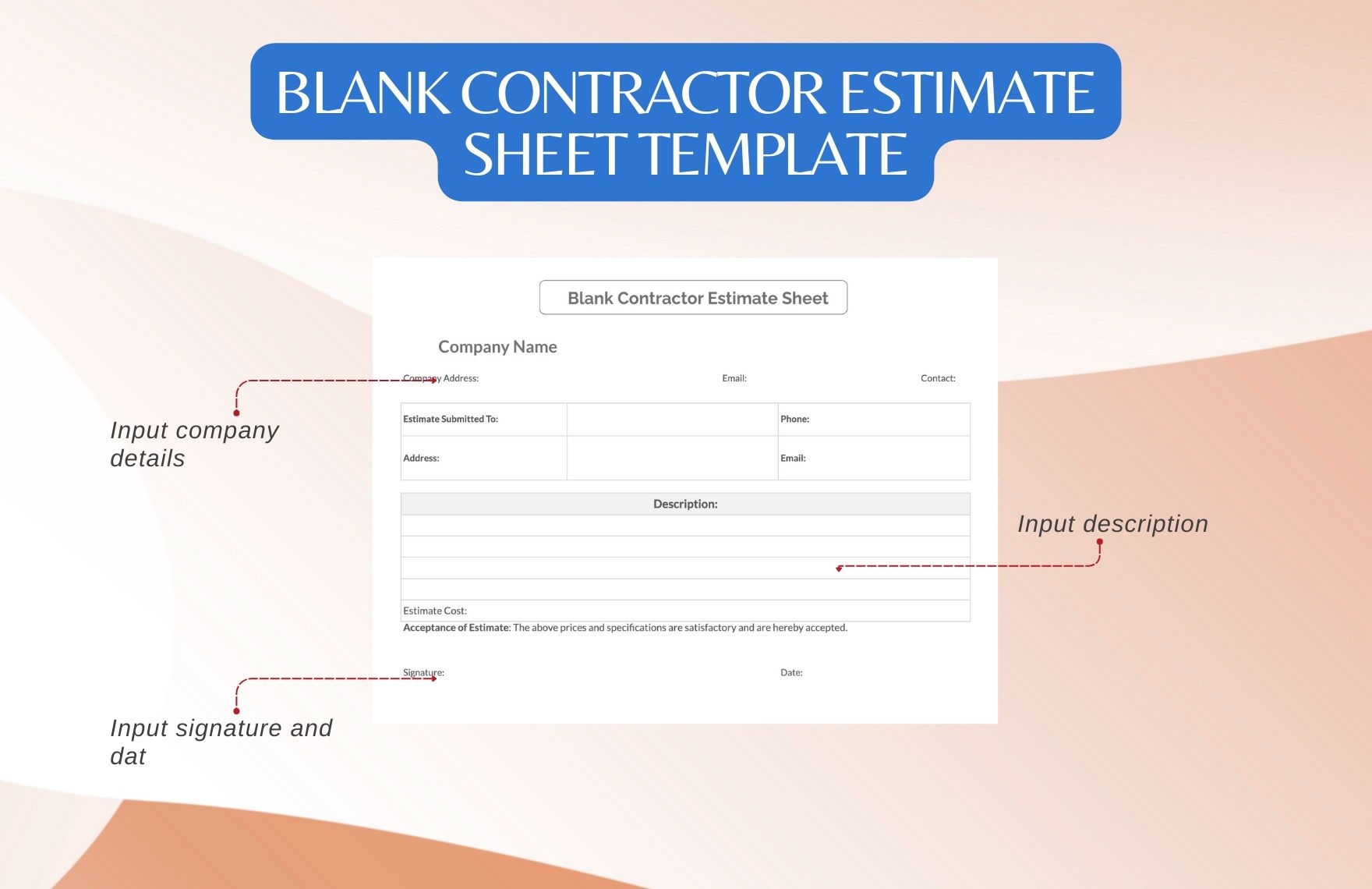 Blank Contractor Estimate Sheet Template