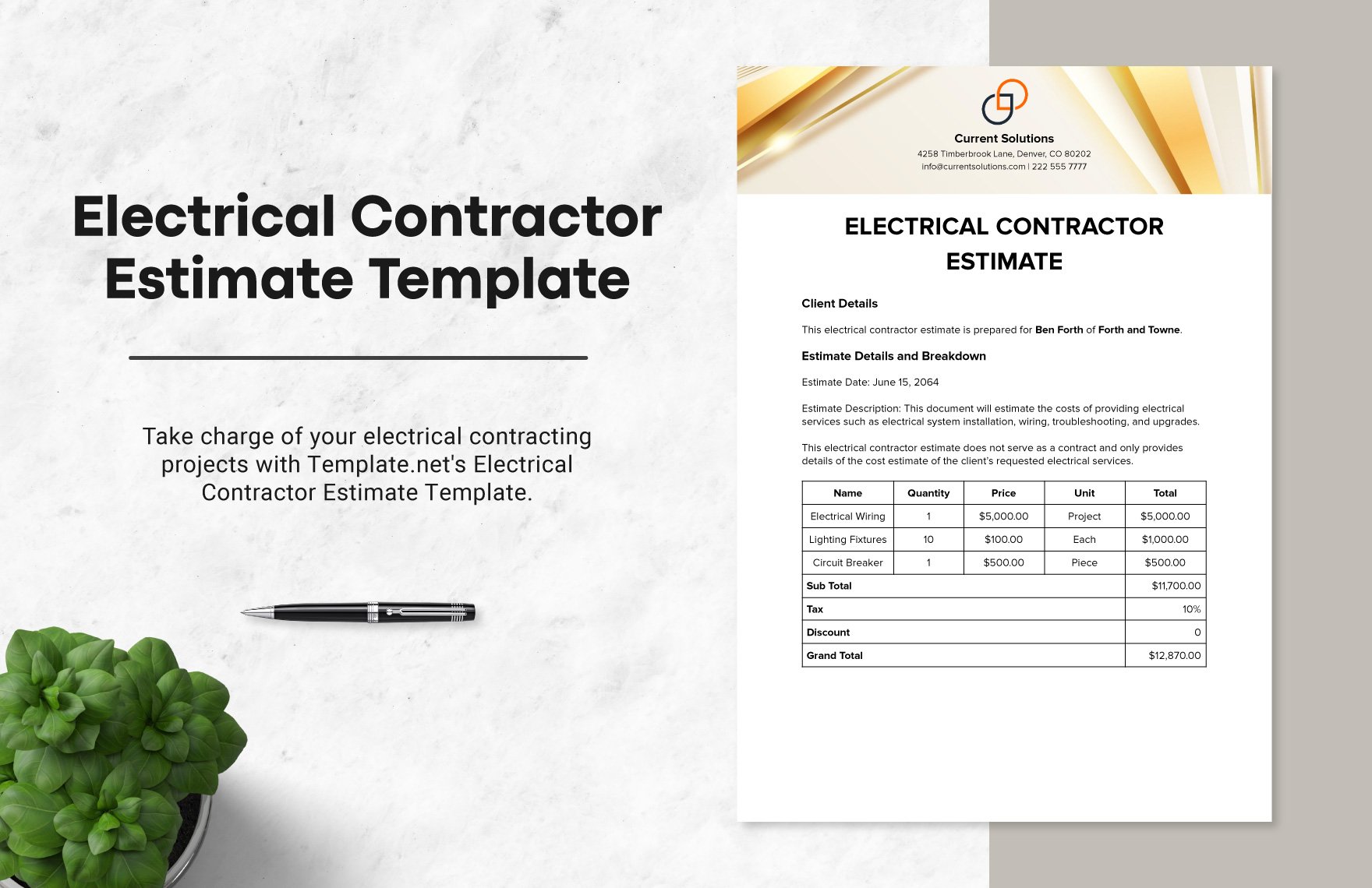 Electrical Contractor Estimate Template