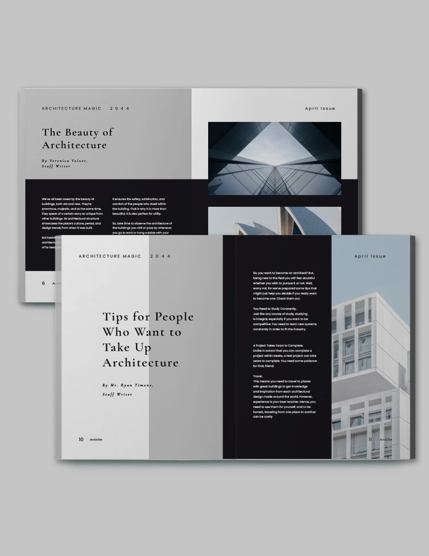 Minimalist Architecture Magazine Template Format