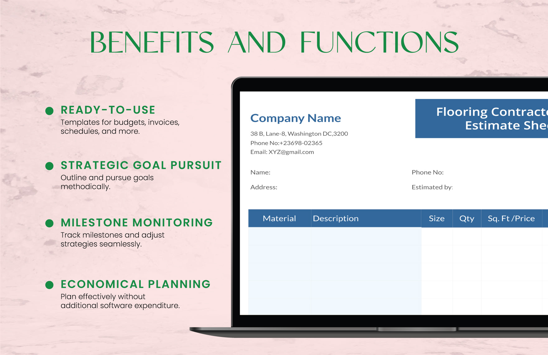 Flooring Contractor Estimate Sheet Template