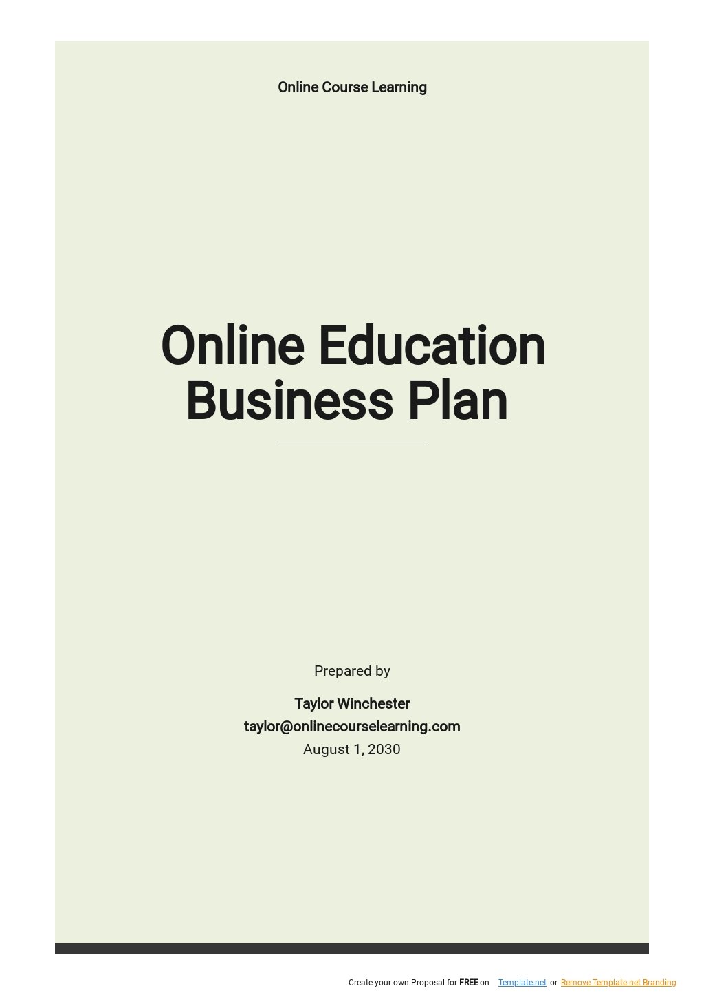 Online Education Business Plan Template