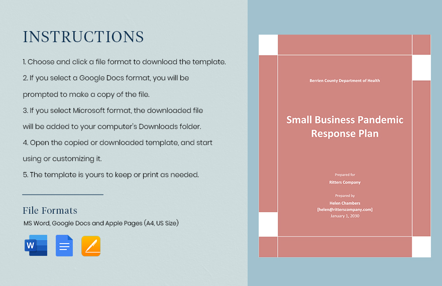 Small Business Pandemic Response Plan Template