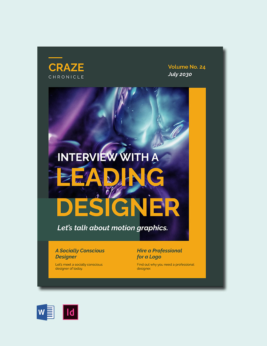 Graphic Design Magazine Template in Word, InDesign