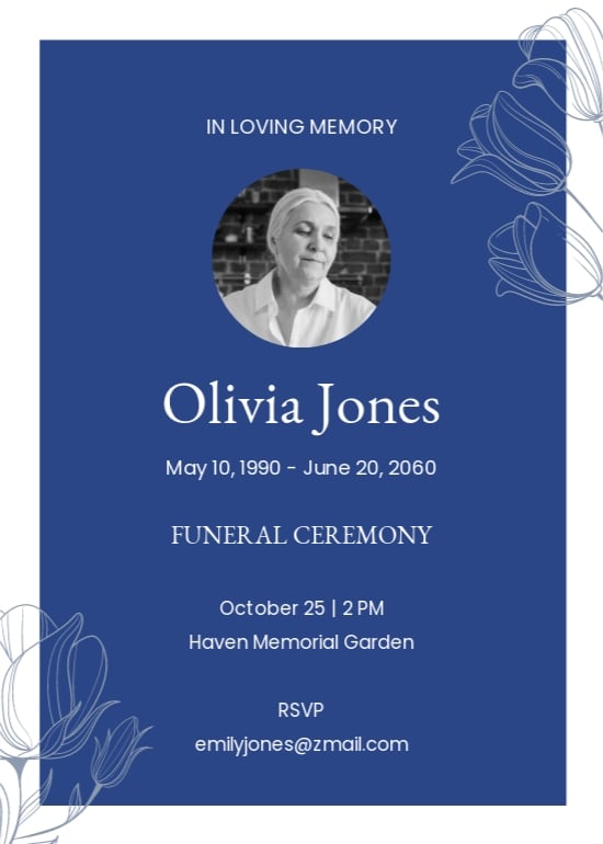 Floral Funeral Ceremony Invitation Template