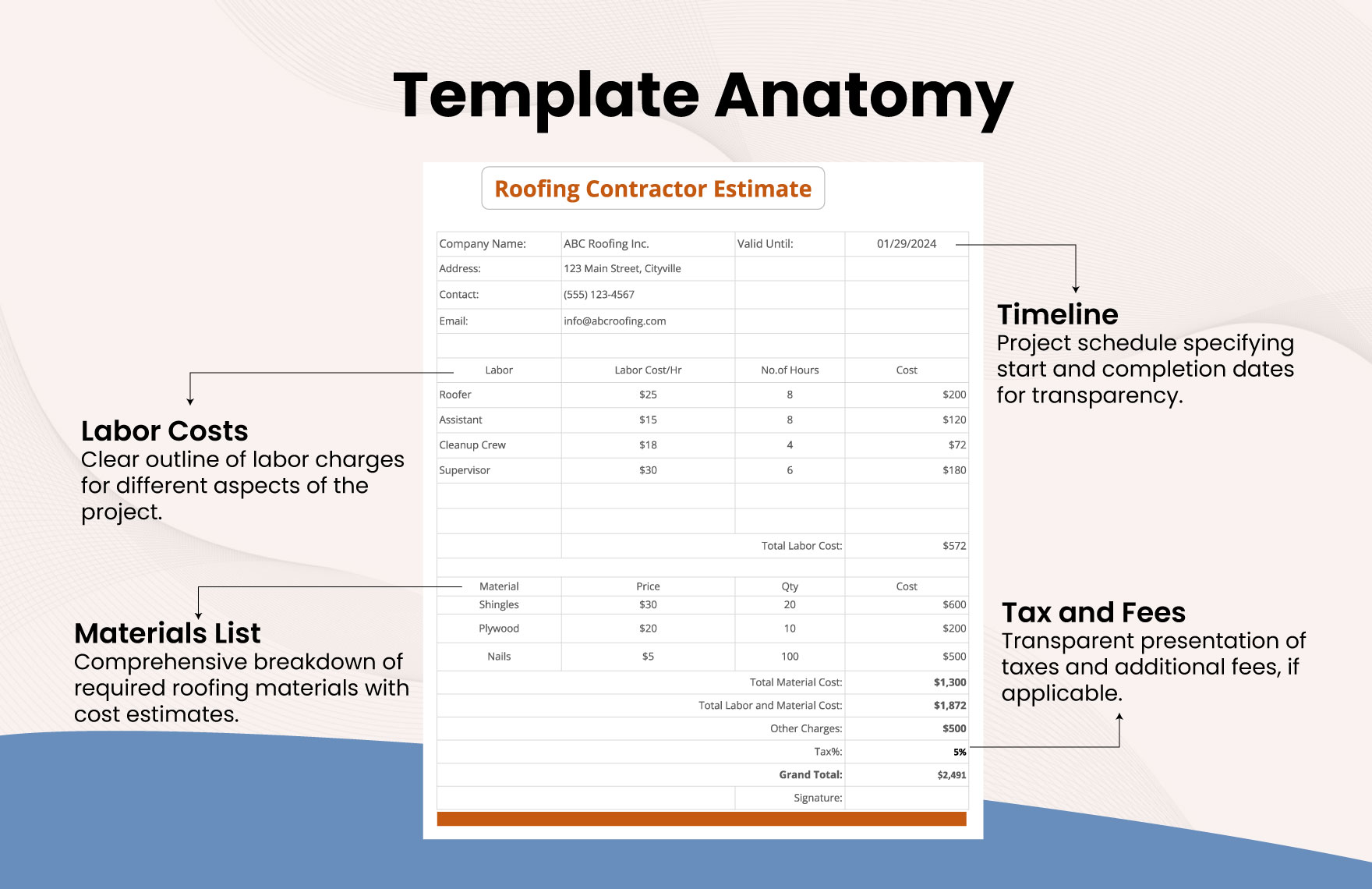 Roofing Contractor Estimate Template