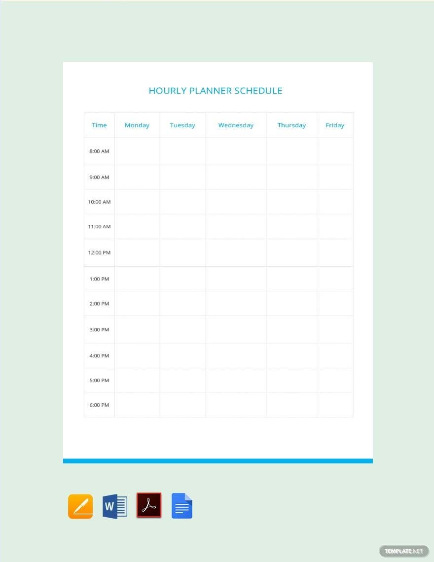 Hourly Planner Schedule Template