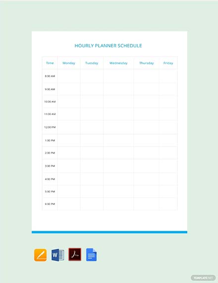 FREE Daily Hourly Schedule Example Template - PDF | Word (DOC) | Apple ...