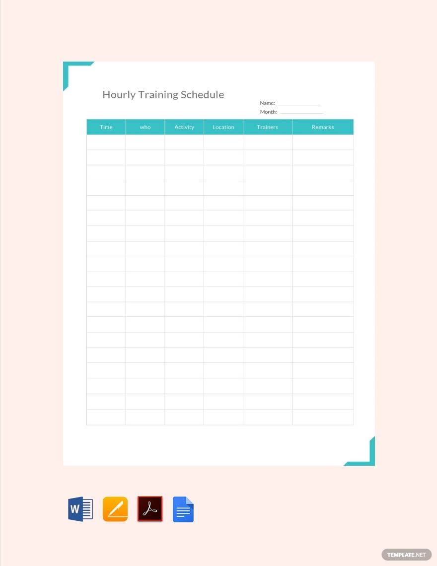 Hourly Training Schedule Template