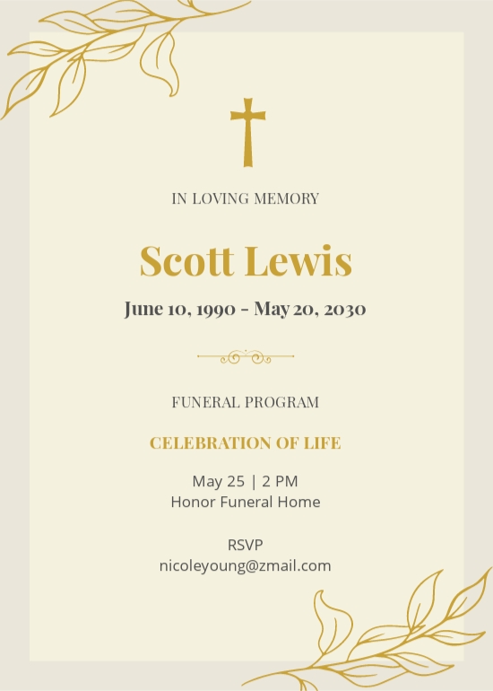 Funeral Program Design Invitation Template