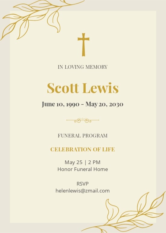 Funeral Program Design Invitation Template