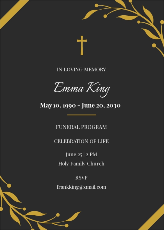 Funeral Program Catholic Invitation Template