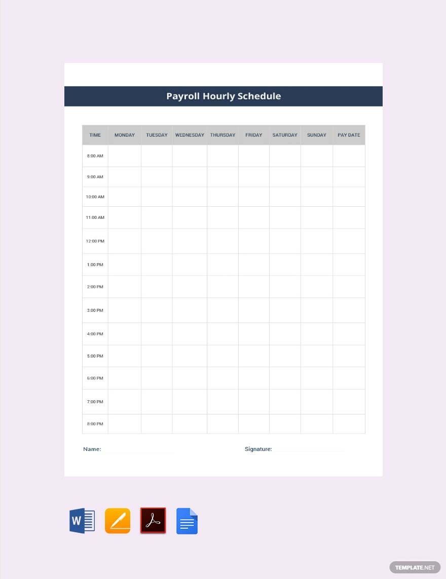 Payroll Hourly Schedule Template