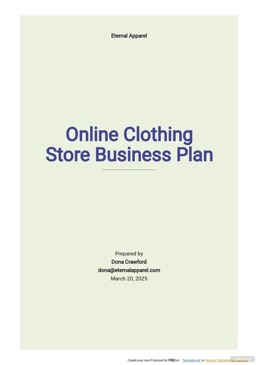 Online Clothing Store Business Plan Template