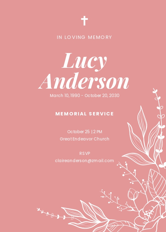 Funeral Memorial Service Invitation Template