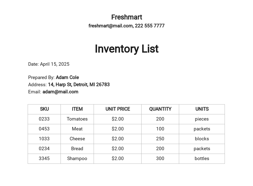 119 Inventory Word Templates Free Downloads Template