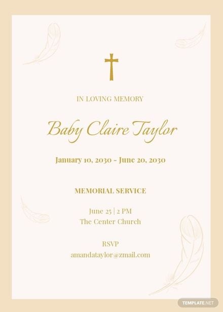 Free Baby Funeral Memorial Invitation Template