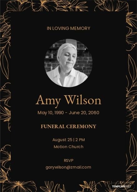 Free Funeral Invitation Card design Template