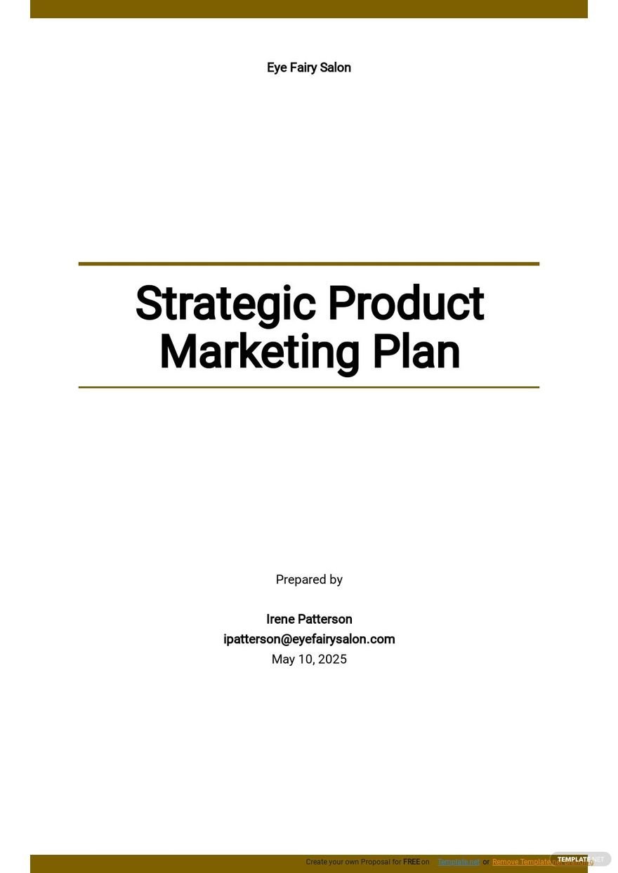 Strategic Product Marketing Plan Template