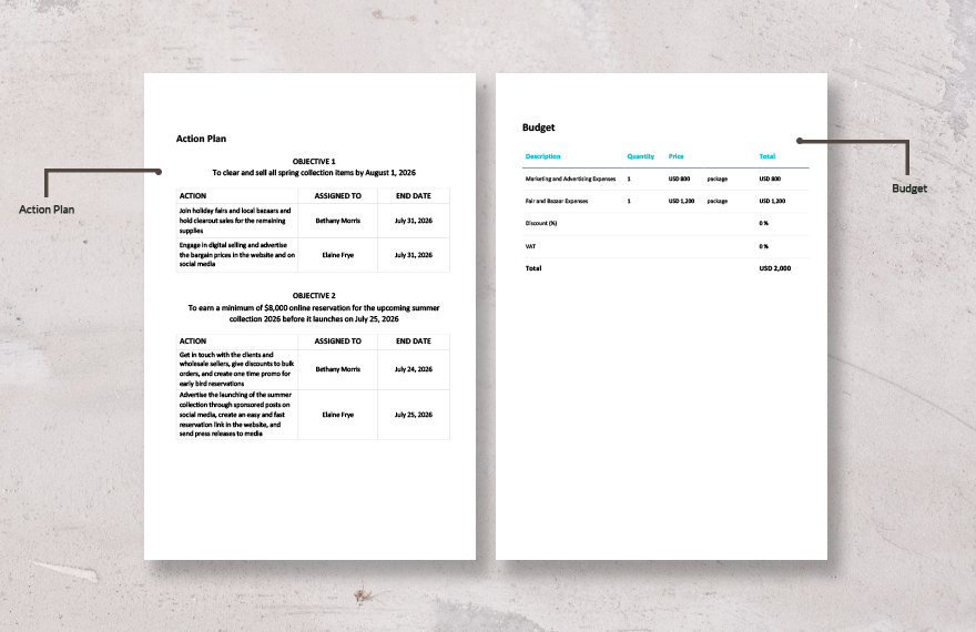 Simple Sales And Marketing Plan Template