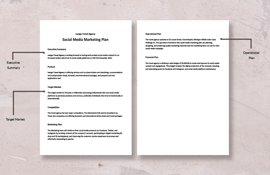 One Page Social Media Marketing Plan Template