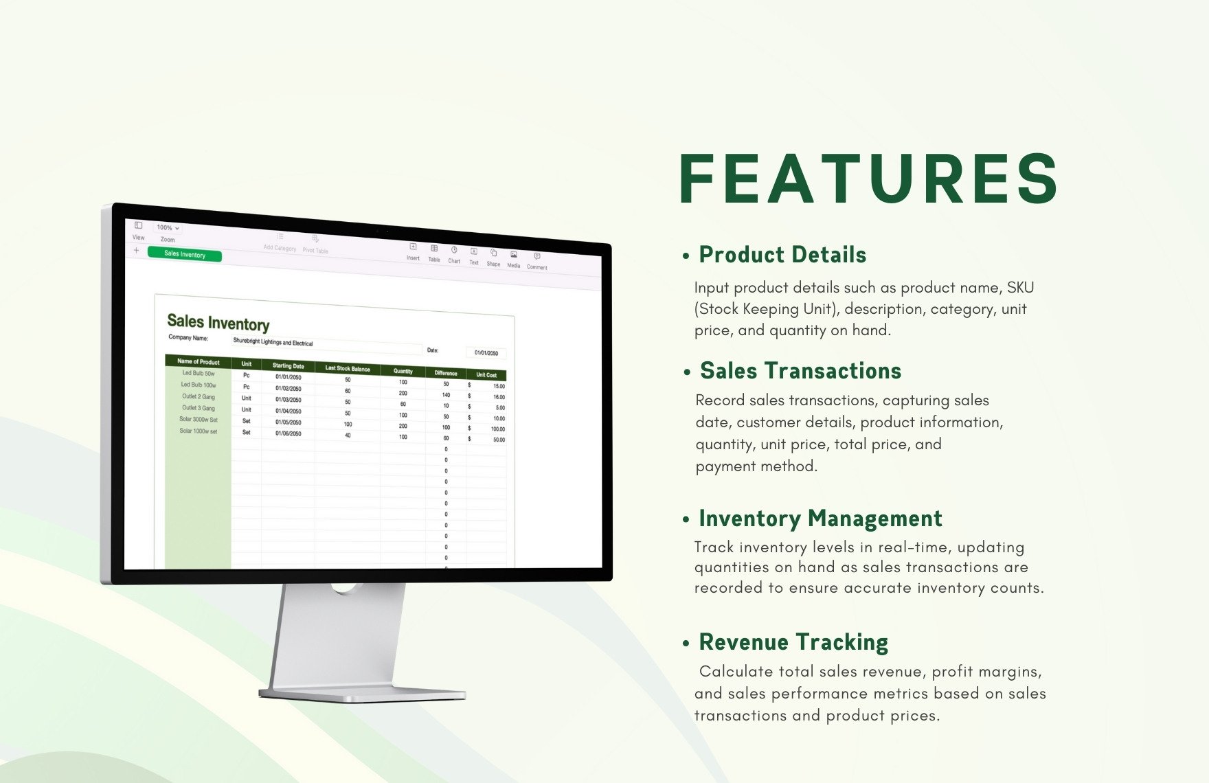 Sales Inventory Template
