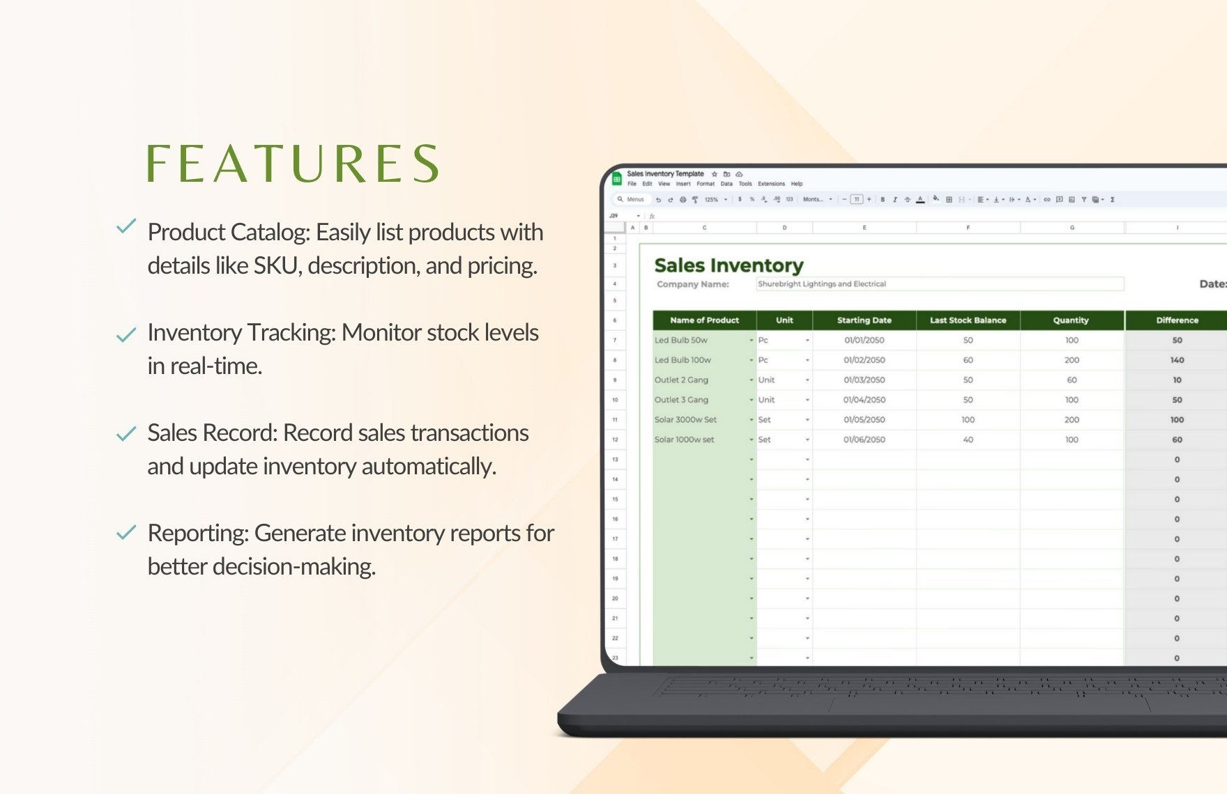 Sales Inventory Template