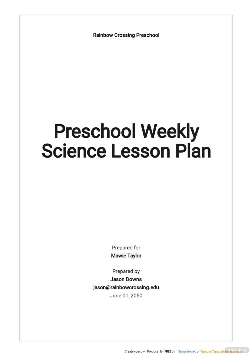 Preschool Weekly Science Lesson Plan Template