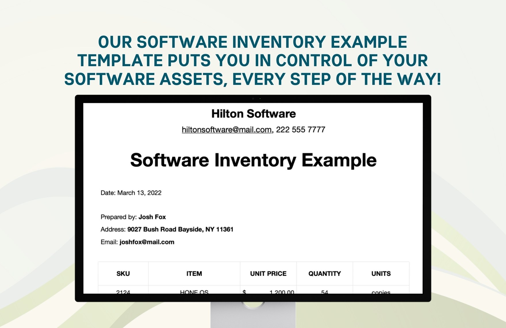 Software Inventory Example Template
