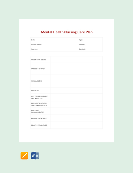 FREE Printable Nursing care plan: Download 56+ Plans in ...