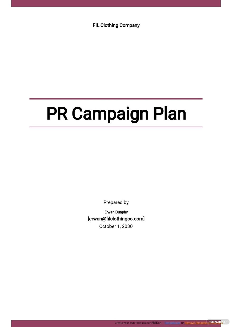 Sample PR Campaign Plan Template