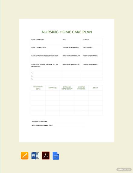 FREE Printable Nursing care plan Template - PDF | Word (DOC) | Apple (MAC) Pages | Template.net