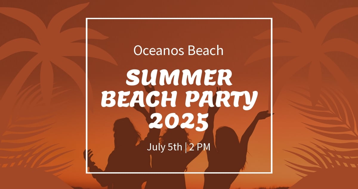 Free Summer Beach Party Facebook Post Template