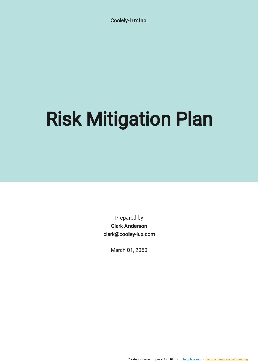 Free Sample Risk Mitigation Plan Template.jpe