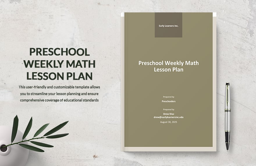 Preschool Weekly Math Lesson Plan Template