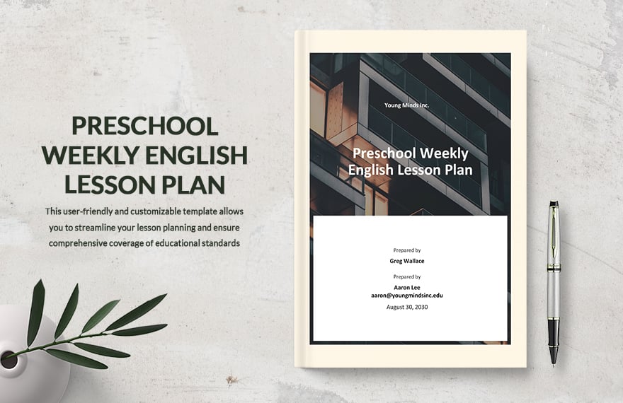 Preschool Weekly English Lesson Plan Template