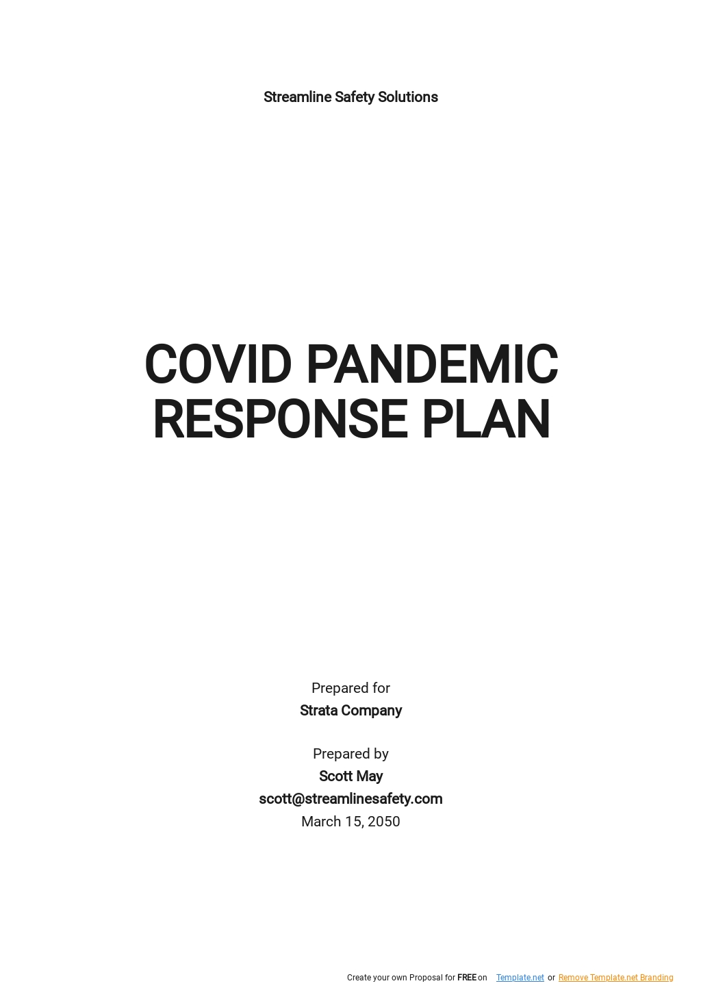 Covid Pandemic Response Plan Template