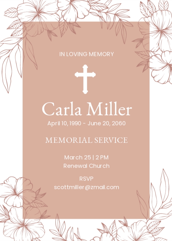 Funeral Memorial Word Templates Design Free Download Template