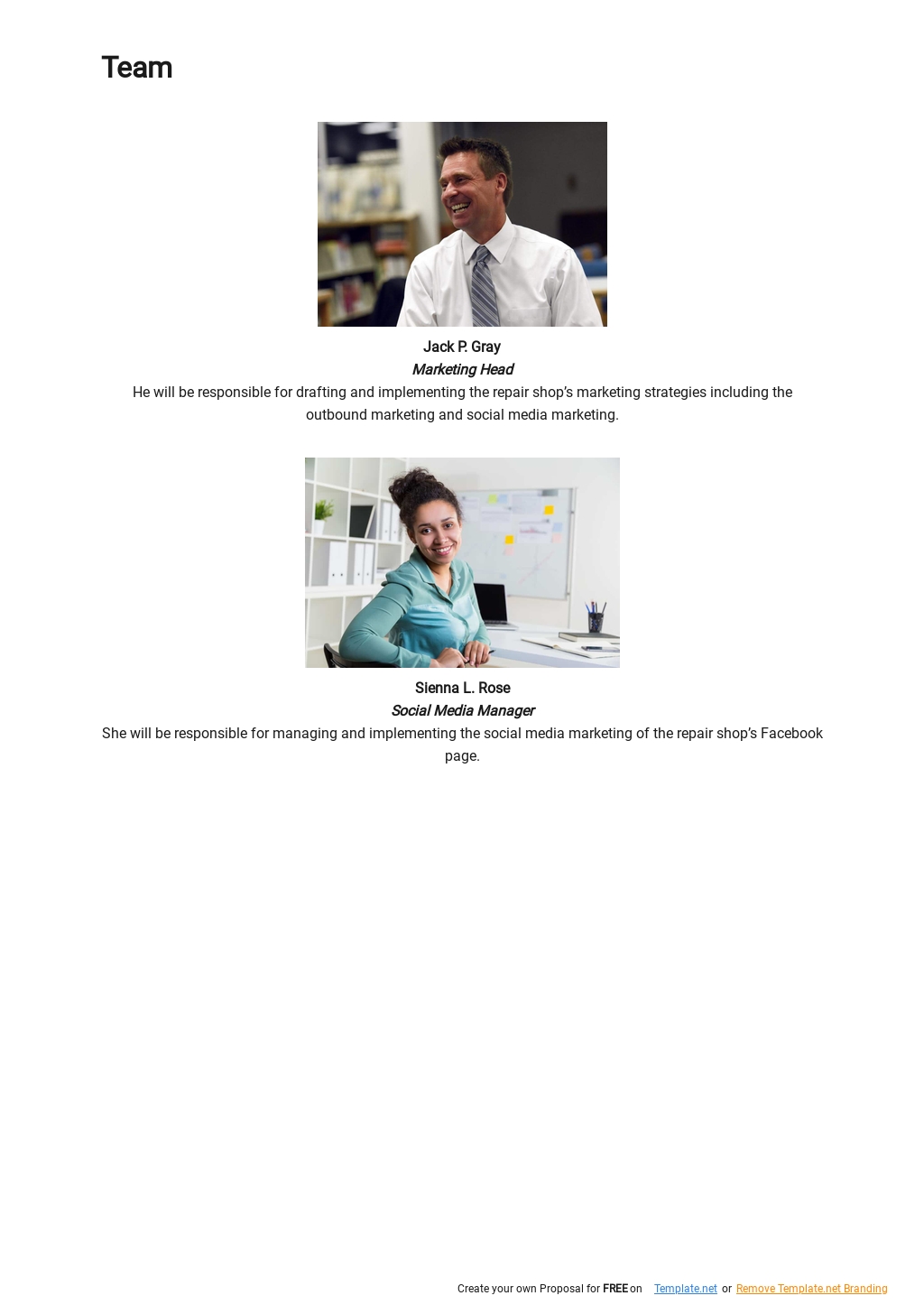 Marketing Plan For Small Business Template