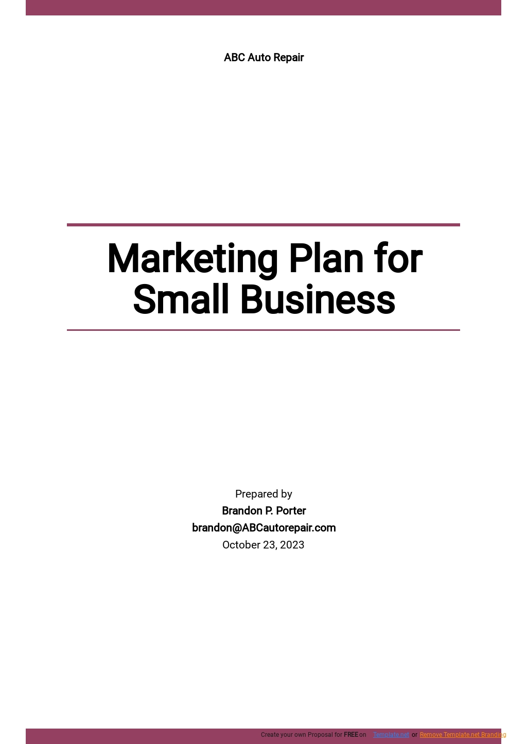 create a simple single business plan