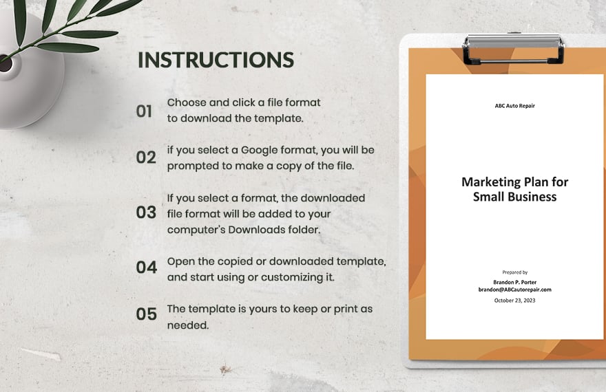 Simple Marketing Plan Template for Small Business