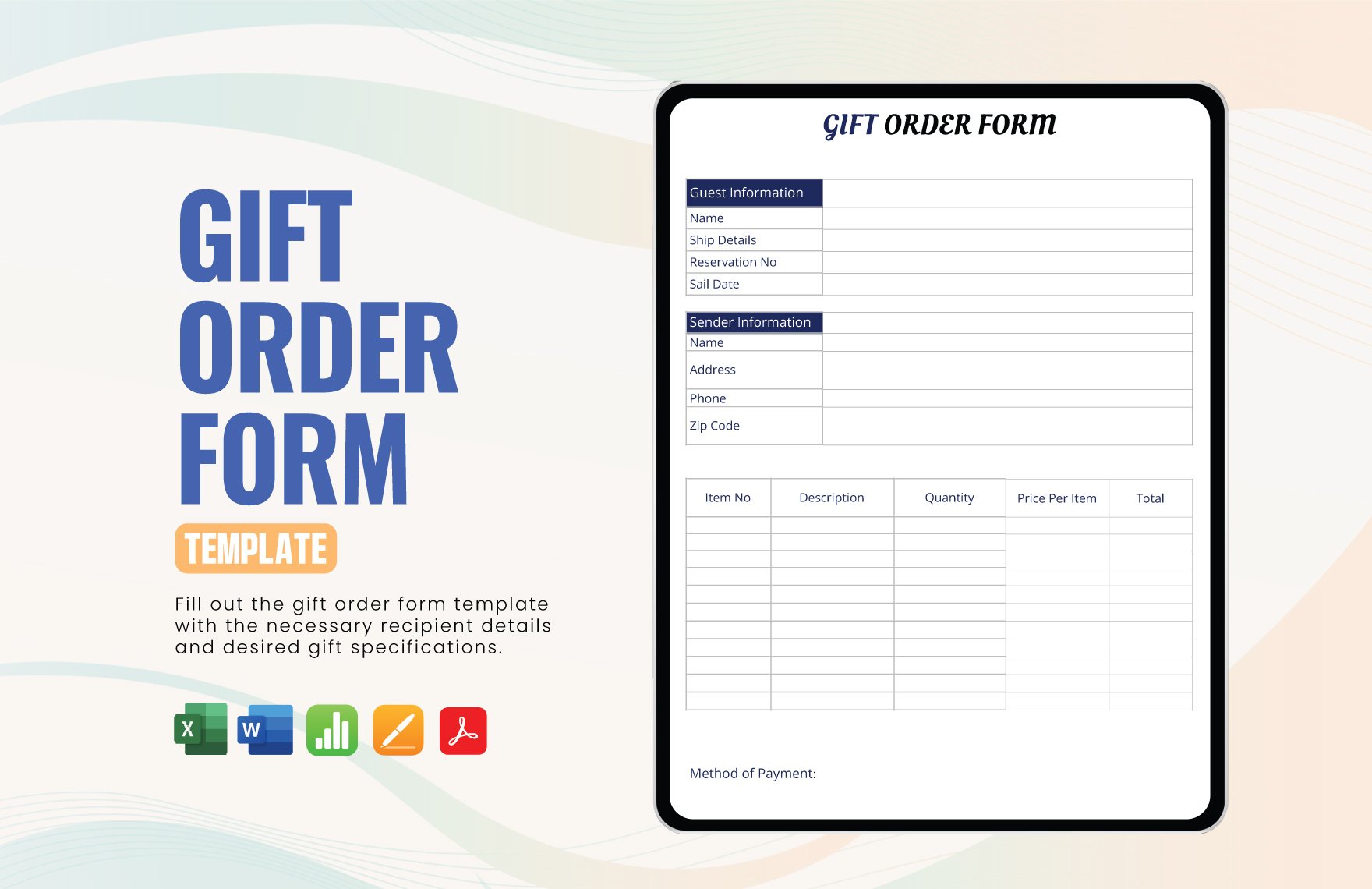 Gift Order Form Template in Word, Excel, PDF, Apple Pages, Apple Numbers