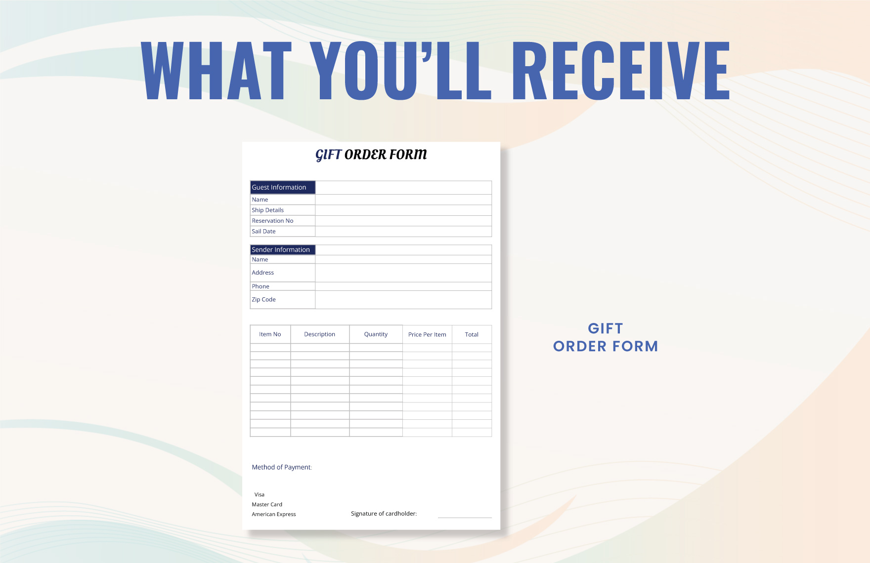 Gift Order Form Template